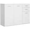 Homcom Armadietto Mobiletto cucina Mobili Soggiorno Mobiletto Multiuso con 3 Ante e 2 Cassetti in Legno Truciolato, Bianco|Aosom