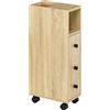 Kleankin Mobiletto Bagno Salvaspazio con Cassetto, Armadietto, Ripiano Aperto e Ruote, Mobile Cassettiera a Colonna, 18x30x68.5cm, Rovere| Aosom Italy