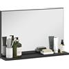 kleankin Specchio Bagno da Parete con Mensola Design Moderno e Multiuso, 60x12x40 cm, Nero | Aosom Italy
