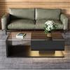 GL Store Tavolino da Salotto Moderno con Ripiano in Vetro e Effetti LED, 105x55x32,5 cm, Nero