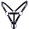 MKGMYGZ Cintura di castità per uomini Slip di ritenuta Pantaloni di castità in pelle regolabili con 3 anelli Gabbia di castità ausiliaria Adulti SM Bondage Giocattoli del sesso (M)