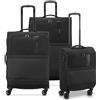 RONCATO METROPOLITAN Set valigie trolley Grande, Medio e Cabina, con sistema di chiusura TSA, Espandibile con zip, morbido - Nero