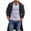 Ruamilyy Cardigan da uomo sottile cardigan solido morbido lungo cappotto di lana lavorato a maglia fine outdoor maglione invernale uomo cardigan lungo maglia fine casual slim fit cardigan, Nero , XL
