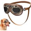 FOSDICK 1 Pezzi Occhiali per Cani, Retrò Occhiali Cane, Protezione UV Occhiali da Sole Cane, Antivento Occhiali da Sole per Cani di Taglia Media o Grande Attività all'Aperto, Guida, Marrone