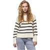 PIECES Pcsia LS Knit Noos BC Maglione Lavorato a Maglia, Sky Captain/Stripes:Festival Fucsia, M Donna