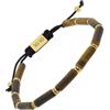 10:10 Bracciale Uomo Donna Pietre Naturali Occhio Di Tigre Acciaio Inox PVD Oro, Braccialetto Taglia Regolabile, Confezione Regalo Inclusa Made In Italy