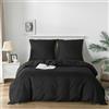 Good Nite Set Copripiumino Matrimoniale Bedding Copripiumino 3 Pezzi Una Piazza e Mezza Microfibra Copripiumino 200x200cm + Federe 80x80cm×2（Nero Doppia Persona）