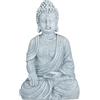 Relaxdays Statua Zen del Buddha Seduto XL, 40 cm, Feng Shui, per Esterni, da Giardino, Decorativa, Grigio Chiaro