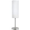 Eglo Lampada da tavolo Troy 3, lampada da tavolo uno punto luce, lampada da comodino in acciaio, nichel opaco, satinato, bianco, E27, interruttore incl
