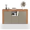 WHOUS Credenza e Buffet CHRONOS per Soggiorno con 3 Ante e 1 Vano, Madia per Salotto, Cucina e Sala da Pranzo in Legno, 155x40x85 cm, Tortora Opaco e Rovere