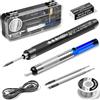 LUPATDY Set di saldatori a batteria, ricaricabile tramite USB, senza fili, con display LCD, temperatura regolabile 260 ℃-480 ℃, 3 punte per saldare, filo per saldare, pasta per saldare, set professionale