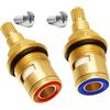 Yoicn Lth 2 cartucce per rubinetto in ceramica 1/4 di giro 20 scanalature, ricambio valvola per rubinetto doccia rubinetti con rondelle, kit di riparazione guarnizioni per rubinetto, ottone massiccio ceramica