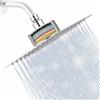Katezon Soffione doccia filtrato ad alta pressione con filtro per acqua dura, rimuove cloro e sostanze nocive, 20 cm, soffione quadrato a pioggia (cromato)