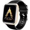 AIYAAIYA Smartwatch Donna, 1.75 AMOLED Orologio Fitness con Chiamate, 130+ Sportive Smart Watch con Cronometro/Contapassi, IP68 Impermeabile Fitness Tracker per IOS/Android (Nero Banda con orologio oro)