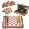 Ajuny Set di Scacchi Magnetici da Viaggio - Legno di Acacia Fatto a Mano Scacchiera Pieghevole con Elegante Contenitore età 7x7 Pollici