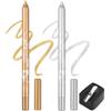 Jutqut 2 pennelli in gel per eyeliner, argento e oro, impermeabili, impermeabili, a lunga durata, impermeabili, per eyeliner, per donne