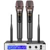 FOLTUSYMY Microfono wireless, doppio sistema microfonico portatile cordless UHF, qualità audio HD, microfono dinamico per cantare karaoke, altoparlante, conferenze, matrimonio, chiesa, 240 piedi