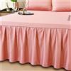 Odot Mantovane Giroletto, Tinta Unita Mantovana Letto Tessuto Seta Gonna da Letto Lenzuolo Coprimaterasso, Ruches Elastiche Antipolvere, per Singolo Matrimoniale (180x200cm,Rosa)
