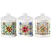 MA MAISON Set 3 Barattoli con Coperchio in Ceramica 13x15 cm Sale, Zucchero e Caffè - Contenitori, Decoro, per Cucina, Chiusura Ermetica, con Tappo, per Colazione, Cucinare
