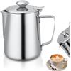 Otufan Pentolino per Latte Con Coperchio, Pentolino Latte Coperchio, 1000ml in Bricco Latte in Acciaio Con Coperchio E Maniglia Design a Prova Di Fuoriuscita per Versare Caffè E Preparare Cappuccino E Latte