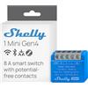Shelly 1 Mini Gen4, Interruttore Relè Intelligente Wi-Fi, 1 Canale, 8A, Contatti Puliti, Domotica, Controllo Porta Garage, Nessun Hub Richiesto, Certificato Matter, Alexa, Google, HomeKit, Zigbee