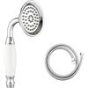 Ownace Soffione doccia tradizionale in ottone da 8,3 cm, in ceramica, per telefono, in stile vittoriano, con tubo flessibile da 1,5 m, per rubinetto da bagno e doccia