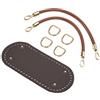 QUARKZMAN Kit per Realizzazione Borsa all'Uncinetto, Base per Borsa Ovale in Ecopelle 22 x 10 cm con 2 Manici da 30 cm e 4 Fibbie per Realizzazione Borsa all'Uncinetto, Marrone Scuro