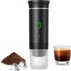 Mocoli Macchina da Caffè Espresso Portatile, Macchina per Caffè Espresso Elettrica 3 in 1, 60ml Caffettiera Elettrica da Viaggio con Batteria per 12V Auto e Camion e Campeggio