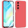 MIKULLE Cover in Silicone per Samsung Galaxy A16 5G / 4G con 2 Pellicola Vetro Temperato, Custodia Morbido Silicone Ultra Sottile Liquida TPU Antiurto AntiGraffio Case - Rosso