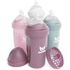 Herobility Biberon doppio anticolica Herobility - 8.5 fl oz/240ml - Confezione da 4 - Biberon multicolore - Bianco, Grigio, Rosa, Rosa Biancospino