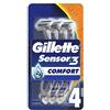 Procter & Gamble Gillette Sensor3 Comfort Disposable Razors for Men, Pack of 4, Lubrastrip with Water-Activated Comfortgel Technology, 3 Skin-Sensing Blades