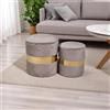 LIBEROSHOPPING Pouf contenitore grigio in velluto con fascia oro Set 2 - OTTAVIA