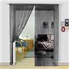 HSYLYM, tenda con frange in perline, da usare come divisore o come decorazione per la casa, Poliestere, Nero, 244x229cm