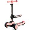 Kinderkraft Monopattino Halley a 3 Ruote Cavalcabile 2in1 con Luci Colore Rosa