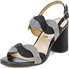 QUEEN HELENA Sandali Eleganti con Tacco Medio Largo con Strass Donna ZM9010 (Nero, numeric_37)