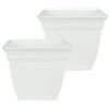 The HC Companies Vaso quadrato Eclipse da 30,5 cm, con sottovaso, per interni ed esterni, per fiori, verdure, erbe, bianco (confezione da 2)