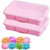 Penbinmall Sabbiera Sensory Bin con coperchio e manico per sabbia - Portatile Sensory Sandbox contenitore per bambini, vassoio in plastica per sabbia, tavolo di sabbia, vassoio attività per bambini (rosa)
