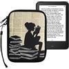 kwmobile Custodia Universale per eReader - Copertina in Neoprene nero/beige con Chiusura a Zip - Misura 17 x 12 x 2 cm - Astuccio portatablet