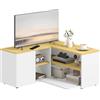 HOMCOM Mobile TV a L per TV da 40" con 3 Ripiani Aperti e 2 Armadietti, in Truciolato, 90x90x45 cm|Aosom