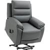 DecHome Poltrona Relax Reclinabile Poltrona per Anziano Elettrica Alzapersone Massaggiante in Ecopelle 91x86x101 cm colore Grigio - 90GY-713