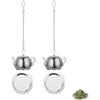 YiYFiT Set di 2 infusori per teiera con vassoio antigoccia, in acciaio inox 304, con catena, mini filtro da tè, set per tè sfuso, tè alle erbe, tazze, teiere, spezie
