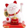 Jadeshay Maneki Neko,Gatto Cinese Solare Gatto Portafortuna Che Agita Arm Simboleggia la Ricchezza per la Decorazione di Accessori Gatto Fortunato per la Casa Scrivania (Bianco)