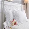 Meaning4 Federe quadrate bianche con 2 piazze in pizzo e volant intorno al cuscino in cotone 45,7 x 45,7 cm, 2 pezzi shabby chic