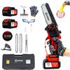 OUTIGO Chassaw a batteria da 6 pollici, 2*3000mAh, MINI motosega senza filettatura, 3 catene + 1 barre di - Rosso