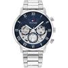 Tommy Hilfiger Orologio Analogico Multifunzione al Quarzo da Uomo con Cinturino in Acciaio Inossidabile Argentato - 1710569