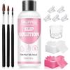 SHOPPGO Slip Solution Acrygel, Soluzione per Acrygel, 75ML Slip Solution, Soluzione Acrigel per Unghie, con 3 Pennelli, 1 Tazza di Cristallo, 100 Fogli di Pulizia, 5 Clip per Manicure
