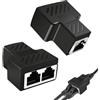 Jaimela 2 Pezzi RJ45 LAN Connettori Splitter Adattatore da 1 a 2 Connettore, Doppio Socket per Ethernet Cat 5/6/7/8 LAN Cavo