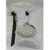 Sara's Idea calza befana media in velluto bianco con rouche 27x48 con vestitino e stampa "peace and love"