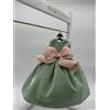 Sara's Idea vestitino big dolls velluto verde salvia con gruccia e sali profumati con fiocco nastro h 24 con armadietto