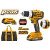 INGCO TRAPANO AVVITATORE A PERCUSSIONE BRUSHLESS 20V CON 2 BATTERIE + BORSA INGCO CIDLI20608